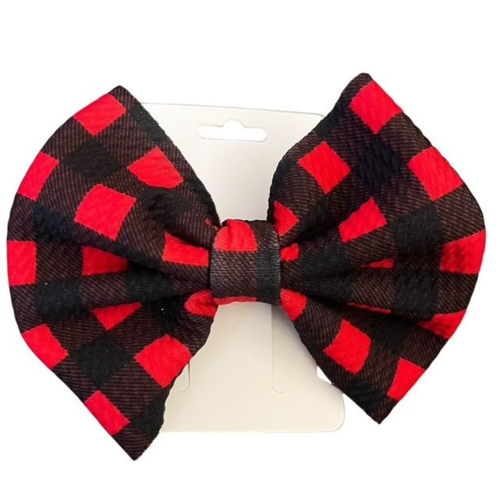 New 5" Buffalo Check Red and Black Hairbow